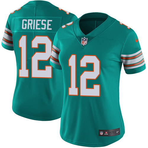 Nike Dolphins #12 Bob Griese Aqua Green Alternate Women's Stitched NFL Vapor Untouchable Limited Jersey